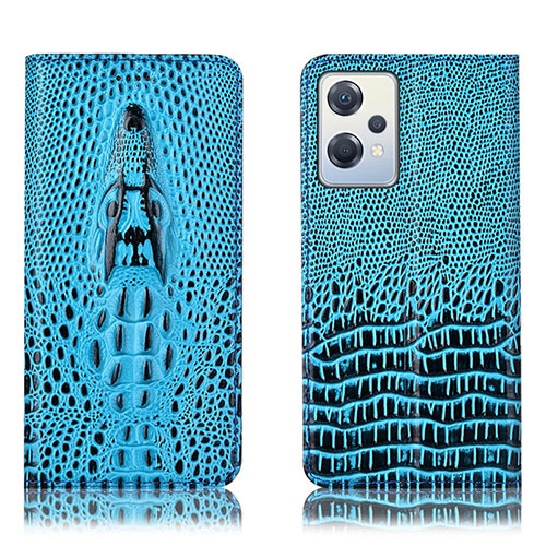 Leather Case Stands Flip Cover Holder H03P for Oppo K10X 5G Sky Blue