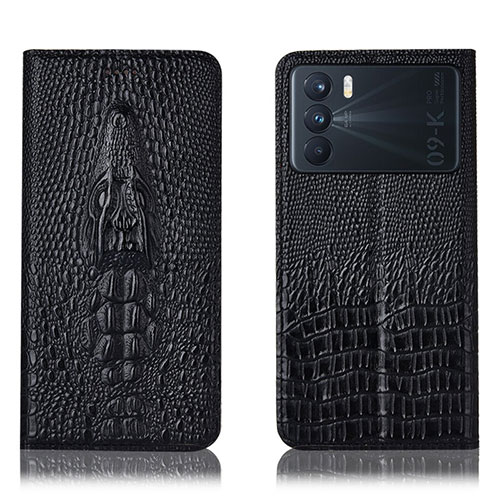 Leather Case Stands Flip Cover Holder H03P for Oppo K9 Pro 5G Black