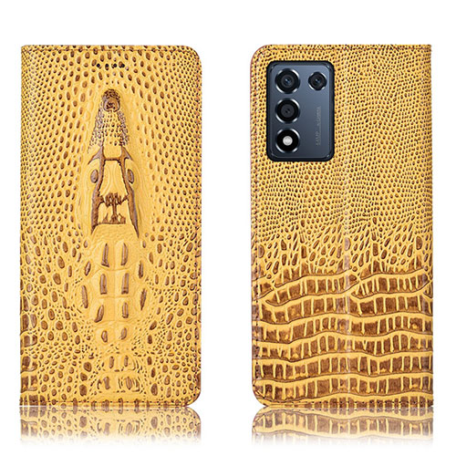 Leather Case Stands Flip Cover Holder H03P for Realme 9 SE 5G Yellow