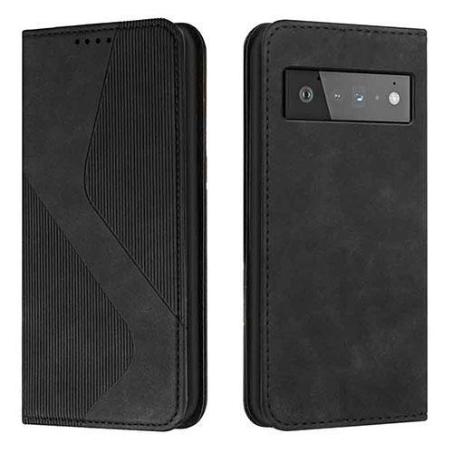 Leather Case Stands Flip Cover Holder H03X for Google Pixel 6 5G Black