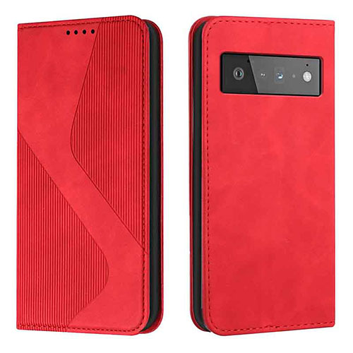 Leather Case Stands Flip Cover Holder H03X for Google Pixel 6 Pro 5G Red