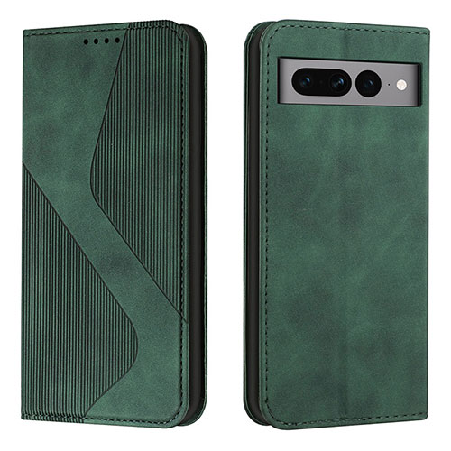 Leather Case Stands Flip Cover Holder H03X for Google Pixel 7 Pro 5G Green