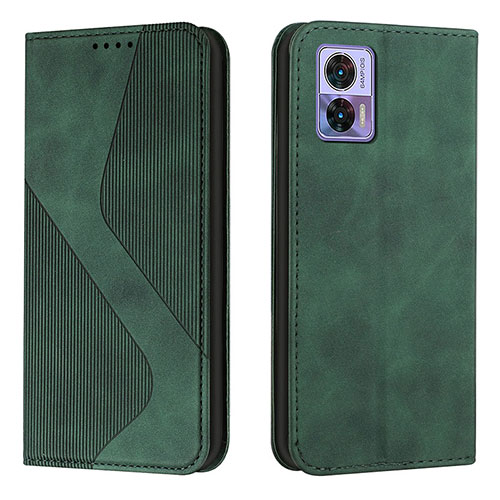 Leather Case Stands Flip Cover Holder H03X for Motorola Moto Edge 30 Lite 5G Green