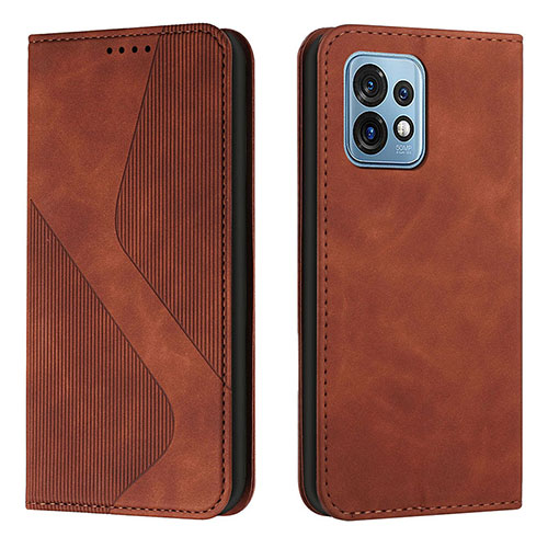 Leather Case Stands Flip Cover Holder H03X for Motorola Moto Edge 40 Pro 5G Brown