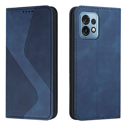 Leather Case Stands Flip Cover Holder H03X for Motorola Moto Edge Plus (2023) 5G Blue