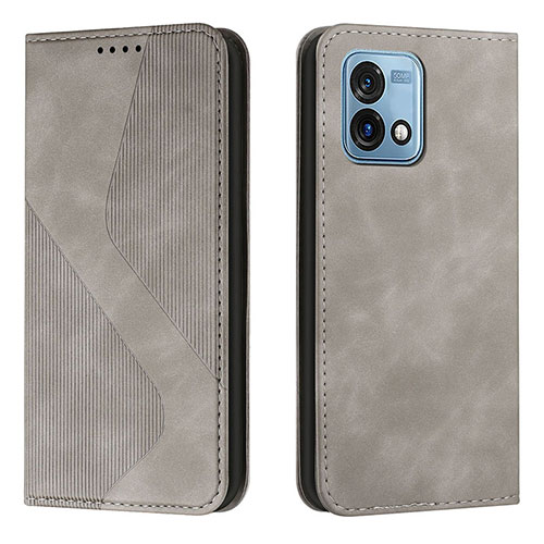 Leather Case Stands Flip Cover Holder H03X for Motorola Moto G Stylus (2023) 4G Gray