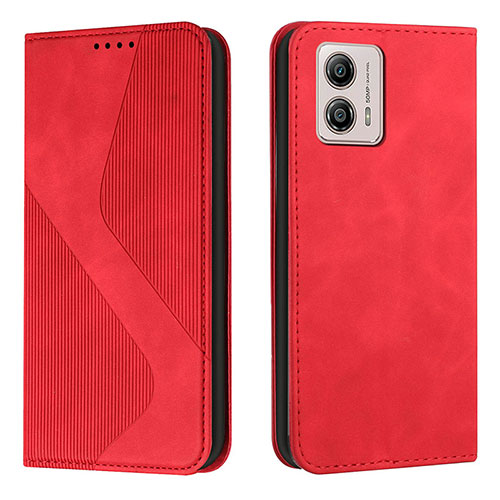 Leather Case Stands Flip Cover Holder H03X for Motorola Moto G53 5G Red