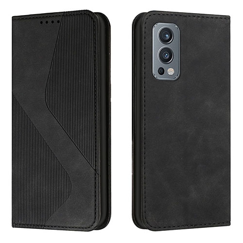 Leather Case Stands Flip Cover Holder H03X for OnePlus Nord 2 5G Black