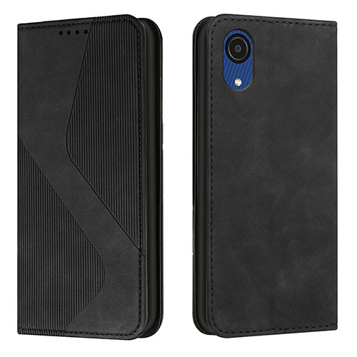 Leather Case Stands Flip Cover Holder H03X for Samsung Galaxy A03 Core Black