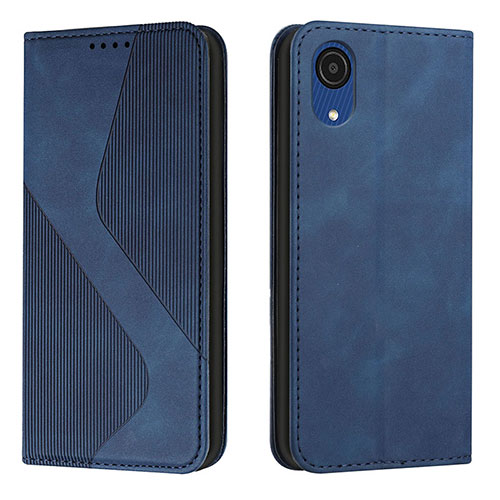 Leather Case Stands Flip Cover Holder H03X for Samsung Galaxy A03 Core Blue