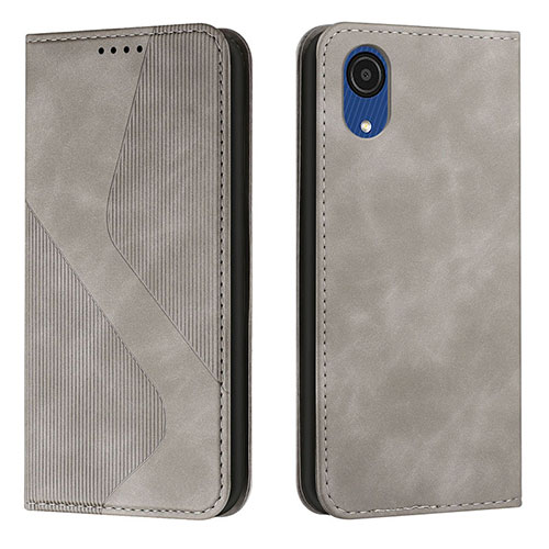 Leather Case Stands Flip Cover Holder H03X for Samsung Galaxy A03 Core Gray