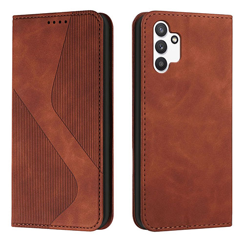 Leather Case Stands Flip Cover Holder H03X for Samsung Galaxy A13 4G Brown