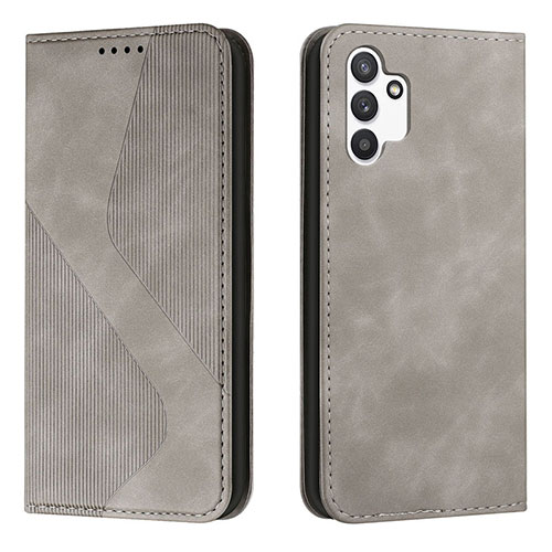 Leather Case Stands Flip Cover Holder H03X for Samsung Galaxy A13 4G Gray