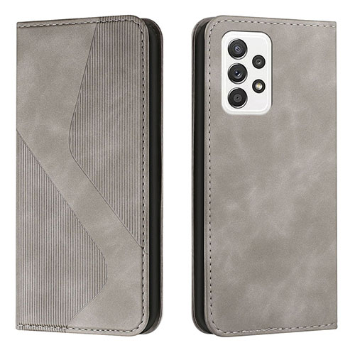 Leather Case Stands Flip Cover Holder H03X for Samsung Galaxy A33 5G Gray