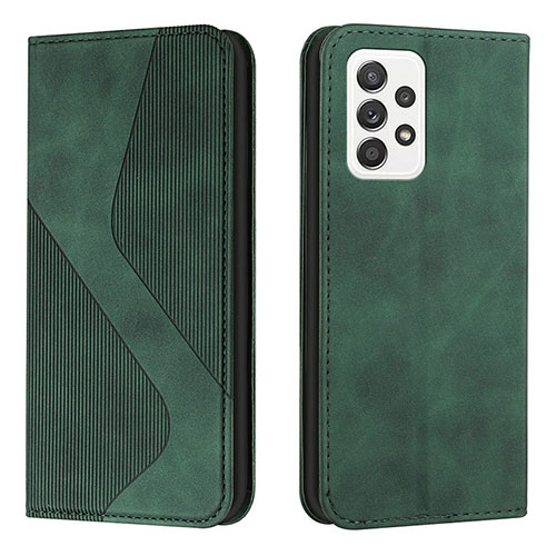 Leather Case Stands Flip Cover Holder H03X for Samsung Galaxy A33 5G Green