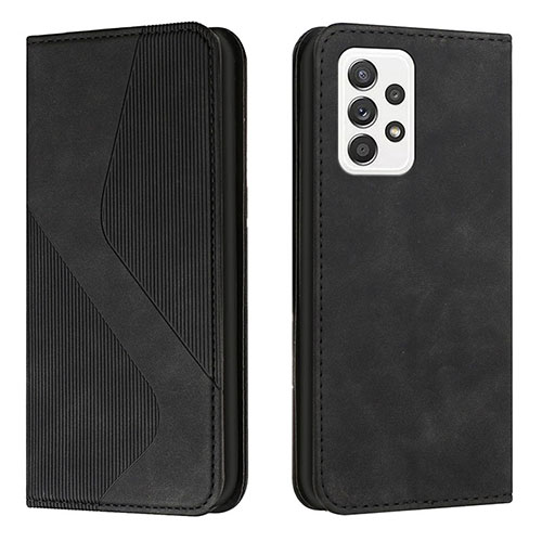 Leather Case Stands Flip Cover Holder H03X for Samsung Galaxy A53 5G Black