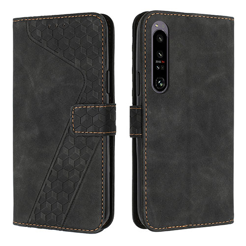 Leather Case Stands Flip Cover Holder H03X for Sony Xperia 1 IV Black