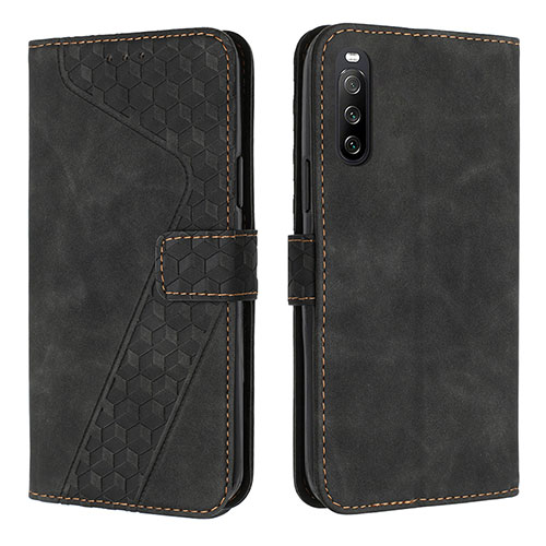 Leather Case Stands Flip Cover Holder H03X for Sony Xperia 10 IV SO-52C Black