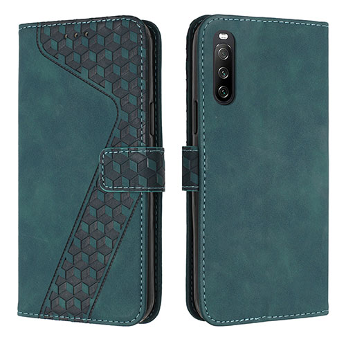 Leather Case Stands Flip Cover Holder H03X for Sony Xperia 10 IV SO-52C Green