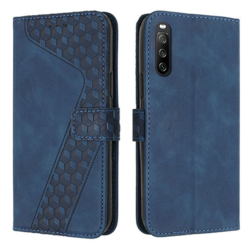 Leather Case Stands Flip Cover Holder H03X for Sony Xperia 10 V Blue