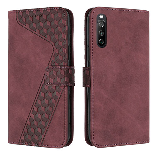 Leather Case Stands Flip Cover Holder H03X for Sony Xperia 10 V Brown