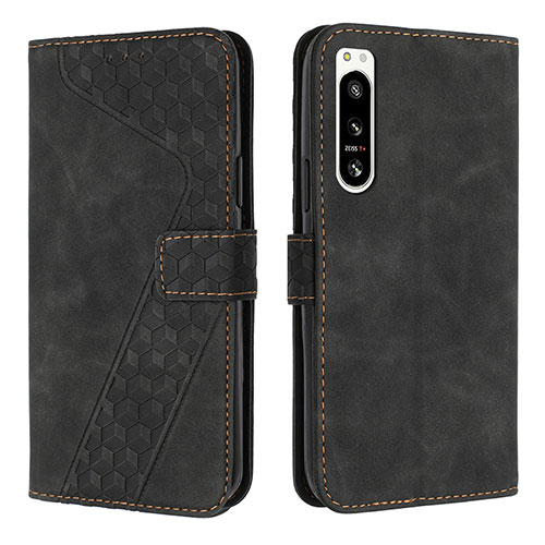 Leather Case Stands Flip Cover Holder H03X for Sony Xperia 5 IV Black