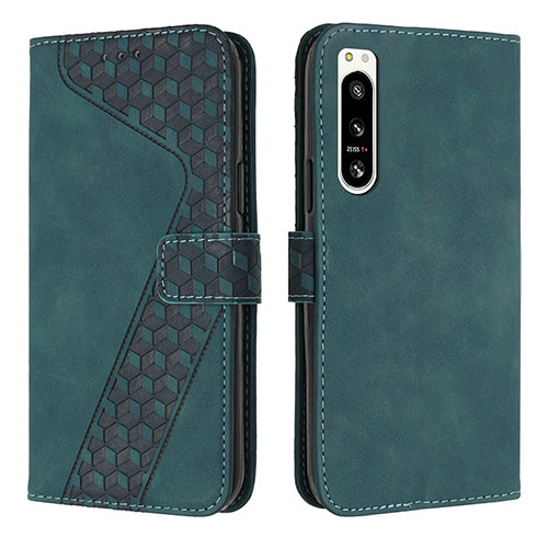 Leather Case Stands Flip Cover Holder H03X for Sony Xperia 5 IV Green