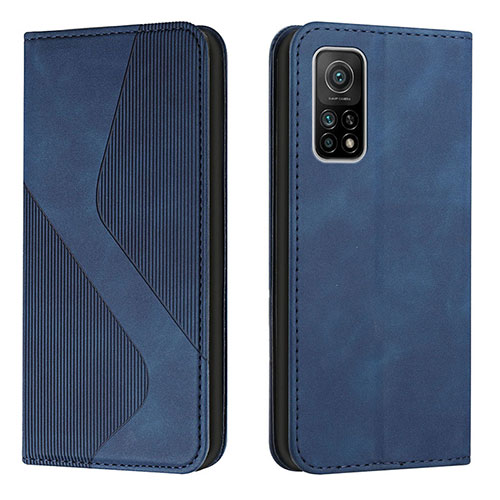 Leather Case Stands Flip Cover Holder H03X for Xiaomi Mi 10T 5G Blue