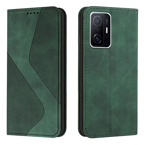 Leather Case Stands Flip Cover Holder H03X for Xiaomi Mi 11T Pro 5G Green