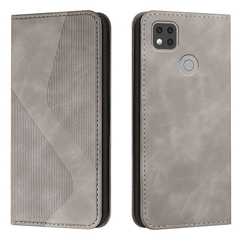 Leather Case Stands Flip Cover Holder H03X for Xiaomi POCO C31 Gray