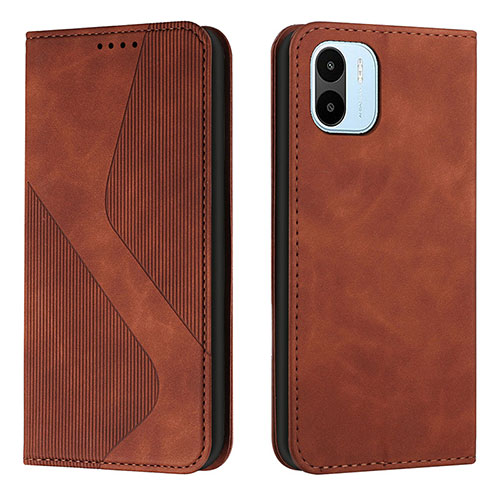 Leather Case Stands Flip Cover Holder H03X for Xiaomi Poco C51 Brown