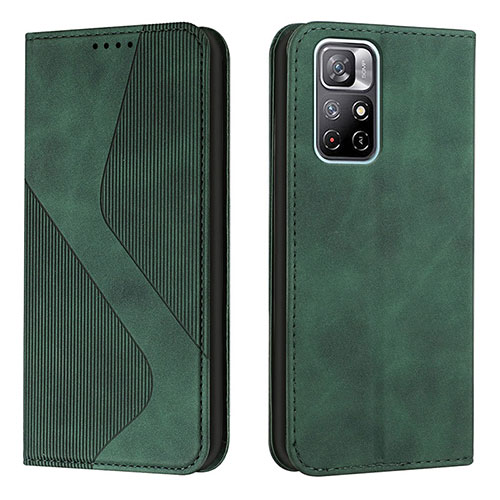 Leather Case Stands Flip Cover Holder H03X for Xiaomi Poco M4 Pro 5G Green