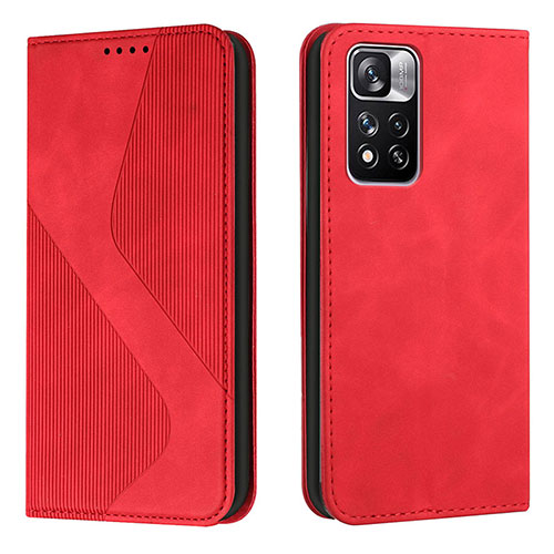 Leather Case Stands Flip Cover Holder H03X for Xiaomi Poco X4 NFC Red
