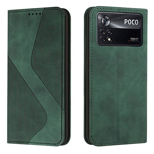 Leather Case Stands Flip Cover Holder H03X for Xiaomi Poco X4 Pro 5G Green