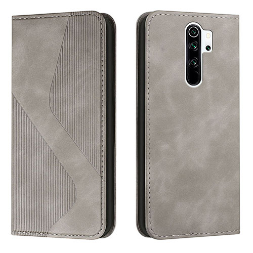 Leather Case Stands Flip Cover Holder H03X for Xiaomi Redmi 9 Gray