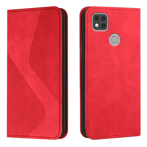 Leather Case Stands Flip Cover Holder H03X for Xiaomi Redmi 9 India Red