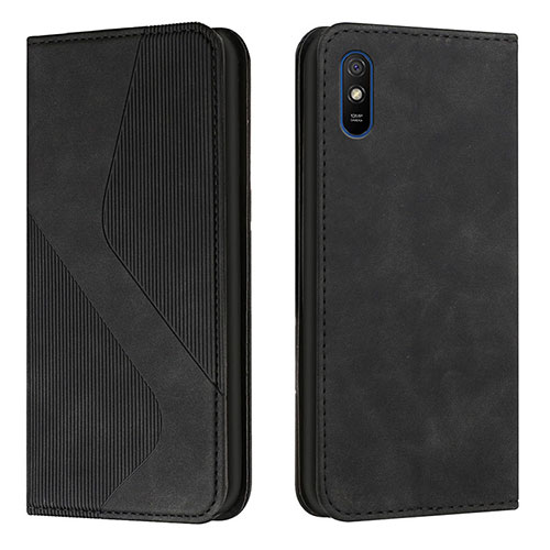 Leather Case Stands Flip Cover Holder H03X for Xiaomi Redmi 9AT Black