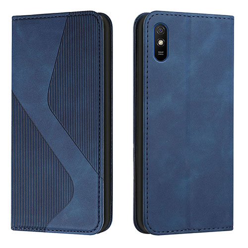 Leather Case Stands Flip Cover Holder H03X for Xiaomi Redmi 9i Blue