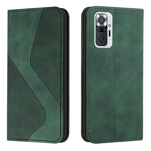 Leather Case Stands Flip Cover Holder H03X for Xiaomi Redmi Note 10 Pro 4G Green