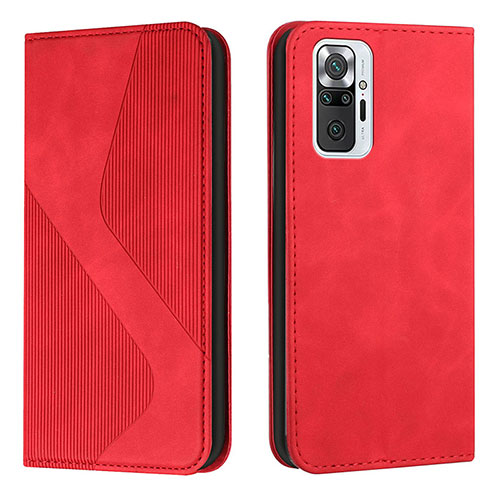 Leather Case Stands Flip Cover Holder H03X for Xiaomi Redmi Note 10 Pro Max Red