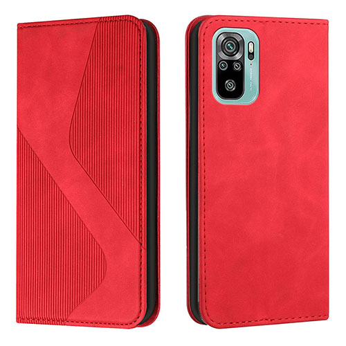 Leather Case Stands Flip Cover Holder H03X for Xiaomi Redmi Note 10S 4G Red