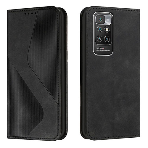 Leather Case Stands Flip Cover Holder H03X for Xiaomi Redmi Note 11 4G (2021) Black