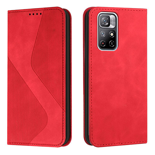 Leather Case Stands Flip Cover Holder H03X for Xiaomi Redmi Note 11 5G Red