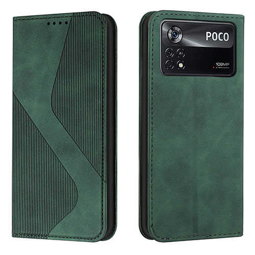 Leather Case Stands Flip Cover Holder H03X for Xiaomi Redmi Note 11E Pro 5G Green