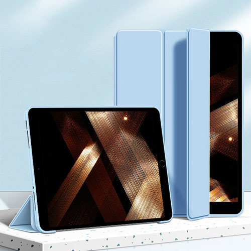 Leather Case Stands Flip Cover Holder H04 for Apple iPad 10.2 (2021) Blue