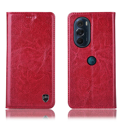 Leather Case Stands Flip Cover Holder H04P for Motorola Moto Edge 30 Pro 5G Red