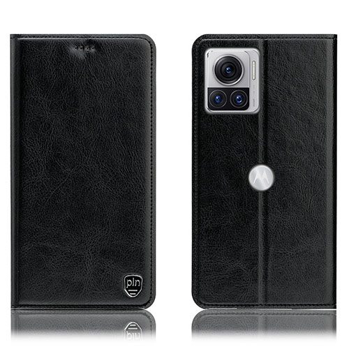 Leather Case Stands Flip Cover Holder H04P for Motorola Moto Edge 30 Ultra 5G Black