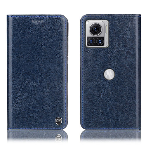 Leather Case Stands Flip Cover Holder H04P for Motorola Moto Edge 30 Ultra 5G Blue