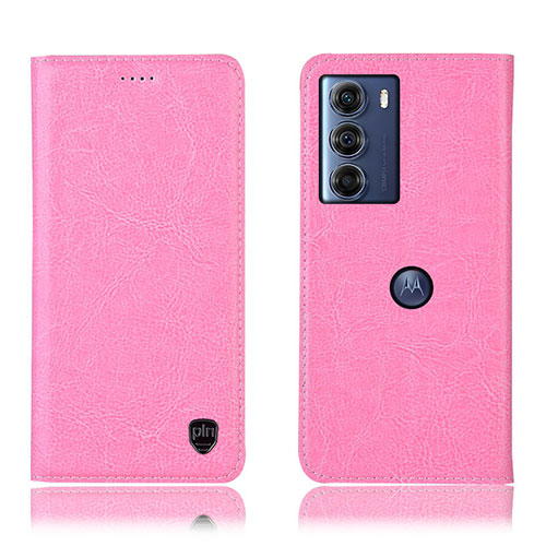 Leather Case Stands Flip Cover Holder H04P for Motorola Moto Edge S30 5G Pink