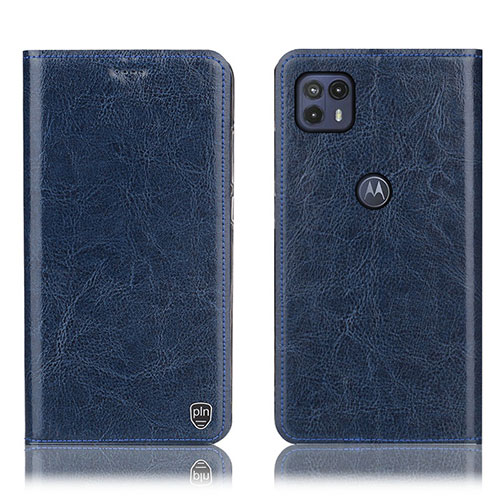 Leather Case Stands Flip Cover Holder H04P for Motorola Moto G50 5G Blue